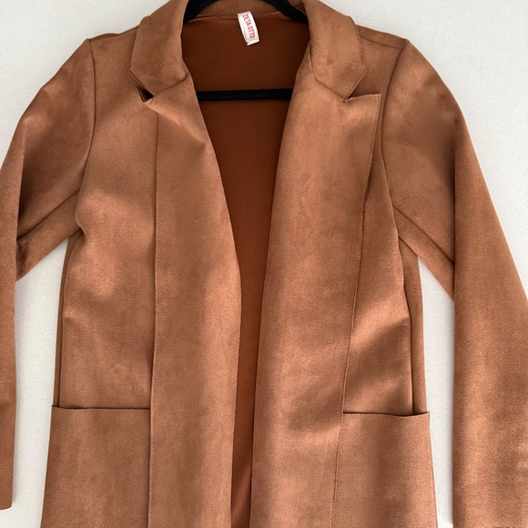 Faux Suede Brown Jacket w/Pockets - Picture 5 of 12